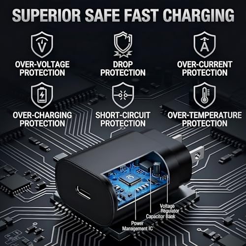 TT&C 2-Pack 25W USB C Fast Charger with 6FT Long Cable (Black) - color: Black, size: 6ft