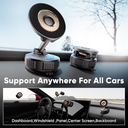 Car Phone Holder for Magsafe [120+LBS Strong Suction & 2800gf Magnetic] | 360° Adjustable Car Phone Mount, Phone Holders for Your Car for iPhone 17 Pro Max 16 15 14 13 12 Air