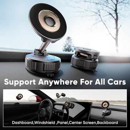 Car Phone Holder for Magsafe [120+LBS Strong Suction & 2800gf Magnetic] | 360° Adjustable Car Phone Mount, Phone Holders for Your Car for iPhone 17 Pro Max 16 15 14 13 12 Air