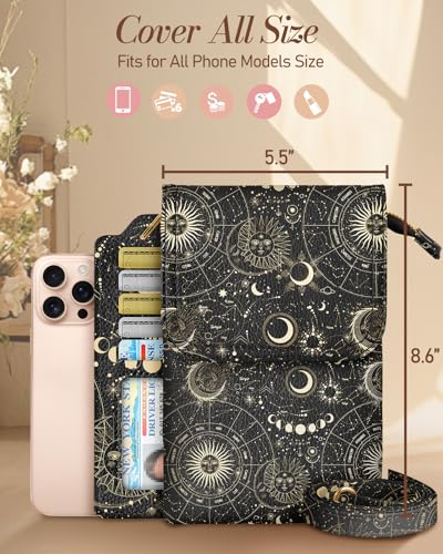 Small Crossbody Phone Purse for Women | Card Slots, Leather Cell Phone Wallet, Adjustable Shoulder Strap, Cross Body Bag for Girls and Ladies, Cute Design - color: Constellation