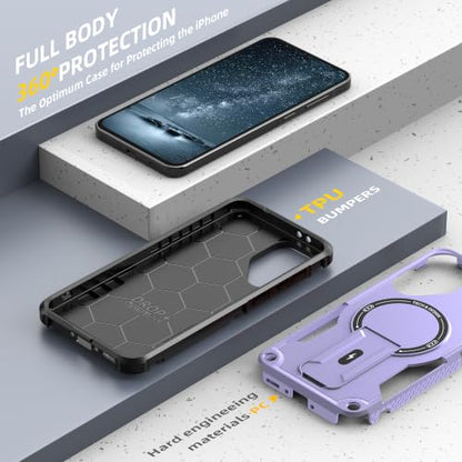 for Galaxy A37/A36-5G Case Military-Grade Dropproof Phone/Invisible Kickstand with MagSafe/HD Screen Protector, Protective Magnetic Phone Cover for Samsung Galaxy A37 4G/5G&A36 5G (Purple) - color: Purple