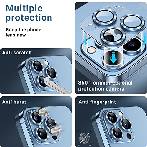Korecase 2 Pack Designed for iPhone 13 Pro & iPhone 13 Pro Max Camera Lens Protector Metal Tempered Glass Camera Cover,Whole Piece 9H Strong Stickiness Rear Camera Lens Case Friendly - Black - color: Graphite