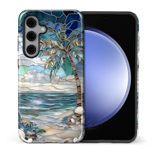 Case for Samsung Galaxy S26 Plus, 2 in 1 PC Hard Shell & Silicone Inner Bumper, Anti-Scratch Full-Body Cover Shockproof Slim Design -Beach Palm Tree - color: Beach Palm Tree, size: Galaxy S26 Plus
