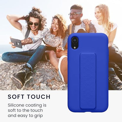 kwmobile Case for Apple iPhone XR Case - Soft TPU Cover with Silicone Coating - with Hand Strap and Stand Function - Shockproof - Baltic Blue - color: Baltic Blue