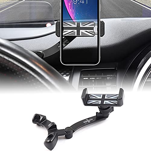 Union Jack Gray/Black Rotatable Smart Phone Holder Clip Fold Mount Bracket for Mini Cooper 3rd Gen (F54 F55 F56 F57 F60 2020-2023, Only LCD Speedometer)