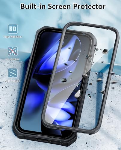 FNTCASE for Google Pixel 9A Case, Belt Clip, Built-in Screen Protector | Rugged Kickstand, 20FT Military-Grade Drop Protection, Full Body Heavy Duty Shockproof Holster, Hard Protective Cover