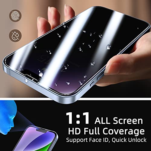 ruwa Privacy Screen Protector for iPhone 13/13 Pro/14/16e [2-Pack][6.1 Inch] Display Tempered Glass Film with Easy Installation Frame, Ultra HD, 9H Hardness, Scratch Resistant, Case Friendly - size: for iPhone 13/13 Pro/14/16e-6.1 inch 2-Pack