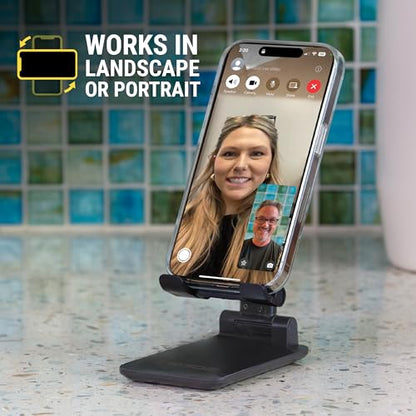 Scosche SUFMPS-SP Universal Cell Phone Stand and Holder with Non-Slip Cradle, Foldable, Adjustable Non-Magnetic Mount for Home Office Desk or Travel Compatible with iPhone, Tablet and All Devices - style: Office Desk / Travel