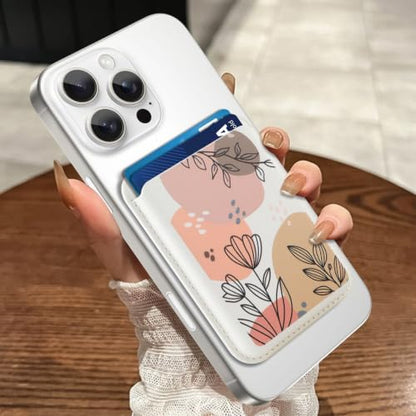 Compatible with MagSafe Wallet, Cute Floral Flower Pattern, Beige - color: Beige Floral