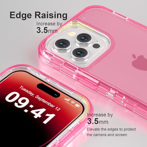 Follaroma for iPhone 14 Pro Max Case, Heavy Duty Shockproof Protection Phone Cases, Anti-Drop, Durable Dual Layer Transparent Protective Cover Compatible with iPhone 14 ProMax, 6.7 inch,Crystal Pink - color: Pink, size: iPhone 14 Pro Max 6.7‘’