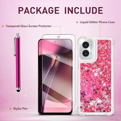 for Moto G Play 2024 Case with Screen Protector, Pink - color: Pink