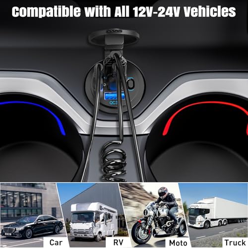 2 Pack 90W 12V USB Outlet, Dual PD 30W & Dual QC3.0 USB Car Charging Ports