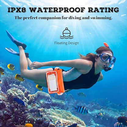 Ipx8 Waterproof Fanny Pack, 1 Pack Floating Waterproof Phone Pouch Touchscreen Dry Bag with Adjustable Waist Strap for Beach, Swimming, Kayaking, Boating, Fits Phones up to 8.5"(Orange) - color: Orange