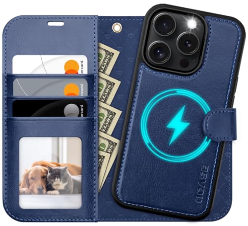 OCASE for iPhone 16 Pro Case Detachable Wallet Case with Card Holder, 2 in 1 Pu Leather Flip Folio with RFID Blocking Stand Wrist Strap Shockproof Phone Cover 6.3 Inch 2024, Blue - color: Blue, size: iPhone 16 Pro