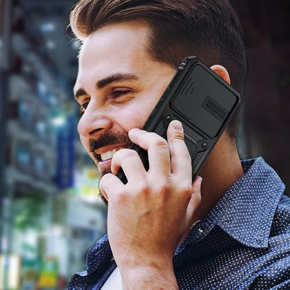 LeYi for Samsung Galaxy A53-5G Phone Case: with Slide Camera Cover | Military-Grade Heavy Duty Cell Android Cover Magnetic Ring Holder Stand para A 53, Black - color: TC Black, size: A53 5G 6.5inch