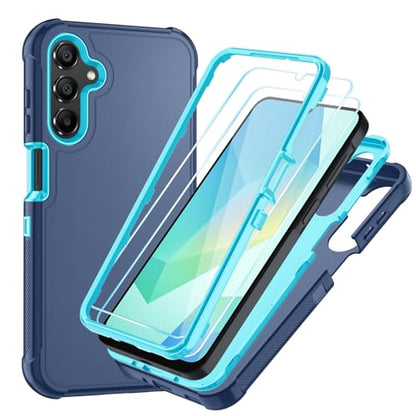 for Samsung Galaxy A16 5G Case : 3-Layer Shockproof Phone Cover with HD Screen Protector,Hybrid Protective Military-Grade Drop Protection for Galaxy A16 5G Phone Case (Blue/Glacier Blue) - color: Blue/Glacier Blue