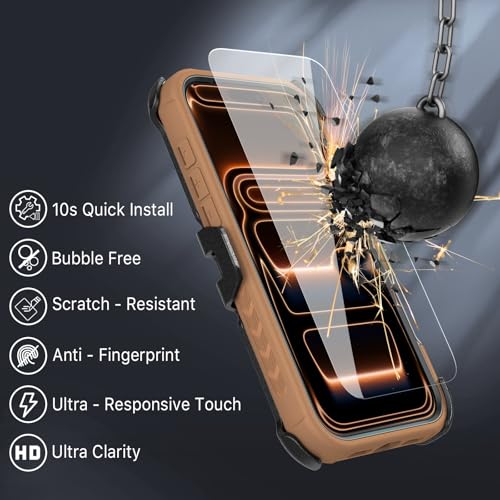 M MYBAT PRO for iPhone 17 Pro Case with Belt Clip Holster,[Compatible with Magsafe] w/Screen Protector,Anti-Drop,Shockproof,w 360°Rotating Kickstand,Heavy Duty Protection (Brown) - color: Brown