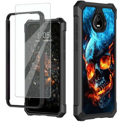 for Schok Volt Sv67q Sv67332 Case with Screen Protector, Military Grade Drop Protection, Dual Layer Hybrid Shockproof Protection TPU Phone Case for Schok Volt Sv67q, Skull Fire - color: Skull Fire