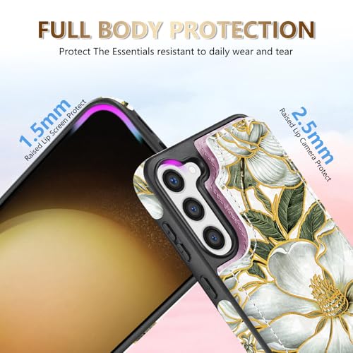 NNH Compatible with Samsung Galaxy S23 Plus Wallet Case with RFID Blocking Card Slots Folio Flip PU Leather Kickstand Double Magnetic Clasp Design Cover for Galaxy S23+(6.6 inch-Magnolia Flowers) - color: Magnolia Flowers, size: Galaxy S23 Plus 6.6 inch