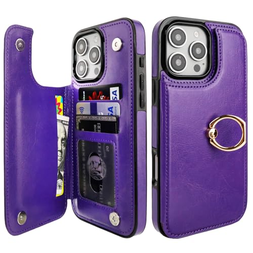 ONETOP for iPhone 16 Pro Max Wallet Case with Credit Card Holder,Purple - color: Purple