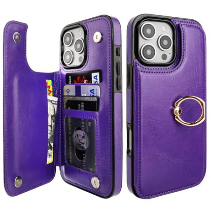 ONETOP for iPhone 16 Pro Max Wallet Case with Credit Card Holder,Purple - color: Purple