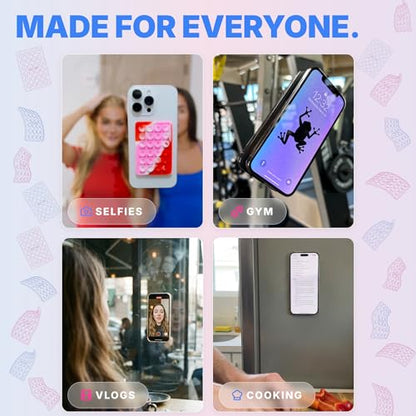 StickyGrippy Suction Phone Case Mount, Sillicon Adhesive Phone Accessory for iPhone and Android, Hands-Free Fidget Toy Mirror Shower Phone Holder, Tiktok Videos and Selfies (Bubble Gum) - color: Bubble Gum