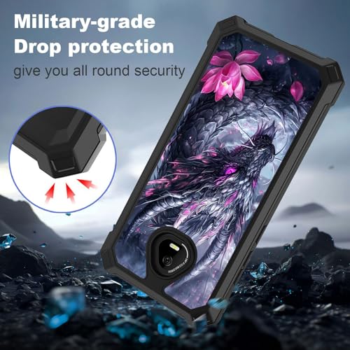 for Schok Volt Sv67q Sv67332 Case with Screen Protector, Military Grade Drop Protection, Dual Layer Hybrid Shockproof Protection TPU Phone Case for Schok Volt Sv67q, Dragon and Lotus - color: Dragon and Lotus