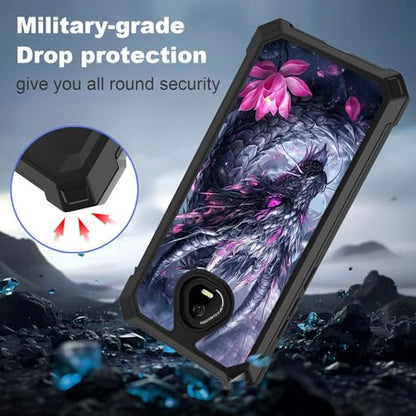 for Schok Volt Sv67q Sv67332 Case with Screen Protector, Military Grade Drop Protection, Dual Layer Hybrid Shockproof Protection TPU Phone Case for Schok Volt Sv67q, Dragon and Lotus - color: Dragon and Lotus