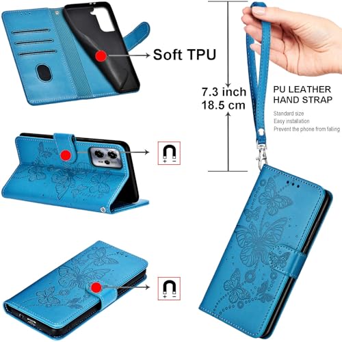 for Samsung Galaxy S10 Wallet case, Blue-Butterfly | 3 Card Holders, Kickstand, Shockproof TPU Shell, PU Leather, Magnetic Closure, Protective Flip Folio Cover, Women - color: 8