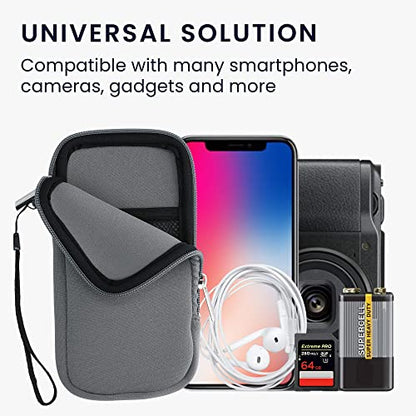 kwmobile Universal Phone Pouch Size XL - 6.7/6.8" - Neoprene Smartphone Pouch with Zip - Water-Repellent Mobile Phone Case - Sleeve in Stone Dust - color: Stone Dust, size: XL - 6.7/6.8"
