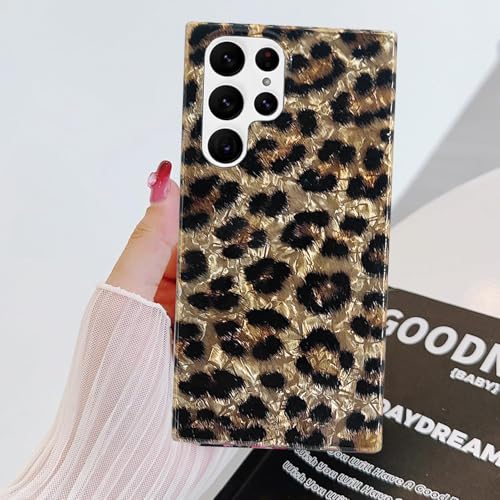 J.west Galaxy S22 Ultra Case 5G 6.8-inch, Phone Case S22 Ultra, Soft Sparkly Leopard Print Pearly Thinfoil Animal Design Women Girl Protective Case Phone Cover Compatible with Samsung S22Ultra - color: Wild Cheetah