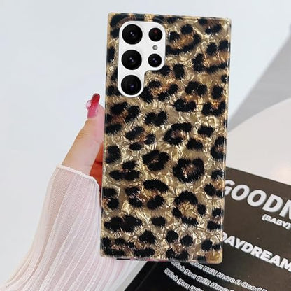 J.west Galaxy S22 Ultra Case 5G 6.8-inch, Phone Case S22 Ultra, Soft Sparkly Leopard Print Pearly Thinfoil Animal Design Women Girl Protective Case Phone Cover Compatible with Samsung S22Ultra - color: Wild Cheetah