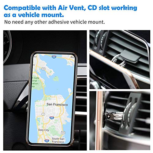 AirFly Phone Finger Ring Holder, 4 in 1, Universal Metal Phone Ring, Table Stand Kickstand, Car Vent Mount, Finger Grip Compatible All Smartphones (Rose)