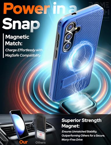 Designed for Samsung Galaxy S24 Case with Belt Clip Holster | Rugged Cover with Strong Magnet & Kickstand Heavy Duty Combo - Navy Blue - color: Navy Blue, style: Galaxy S24