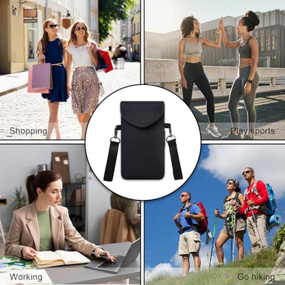 Neoprene Phone Sleeve Pouch Case Bag for Men Women w/Crossbody Strap/Neck Lanyard for iPhone 17/16/15/14 Pro Max, Samsung S25，Pixel 10 - color: Black Cell Phone Sleeves