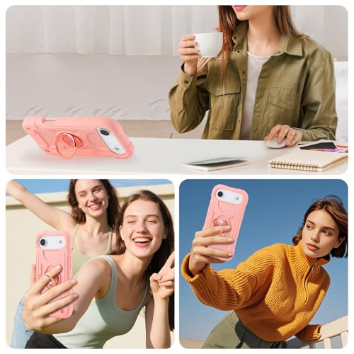 MARKILL Compatible with iPhone Air Case 6.5 Inch 2025 with 360 Degree Rotate Ring Stand, Military Grade Drop Protection Full Body Rugged Protective Case Kids Pink - color: Pink, size: iPhone Air 6.5"
