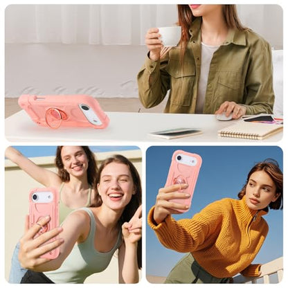 MARKILL Compatible with iPhone Air Case 6.5 Inch 2025 with 360 Degree Rotate Ring Stand, Military Grade Drop Protection Full Body Rugged Protective Case Kids Pink - color: Pink, size: iPhone Air 6.5"