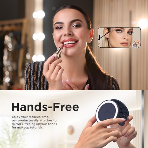 Magnetic Suction Cup Phone Mount with MagSafe, Silicone Hands-Free Grip Holder for iPhone Case and Android, Mirror Shower Phone Stand for Makeup FaceTime Gym Kitchen Bathroom, Midnight Blue - color: Midnight Blue