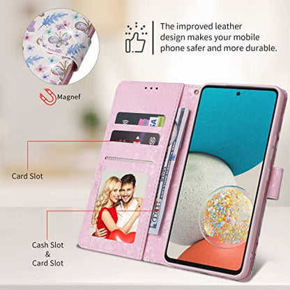 UEEBAI Wallet Case for Samsung Galaxy S23 Plus 5G, PU Leather Phone Case Kickstand RFID Blocking Flip Case with Card Slots Wrist Strap Relief Engraved Pattern Magnetic Closure Folio Case - Butterfly - color: Butterfly, size: Samsung Galaxy S23 Plus 5G