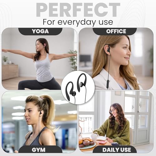 PHILIPS USB-C Wired Earbuds with Microphone, Secure Fit Over-Ear Sport Earhooks, Deep Bass 15mm Drivers, in-Line Controls, Plug-and-Play USB-C Earphones, Wired Open Ear Headphones for Running & Gym - color: Black, style: USB-C WITH MIC