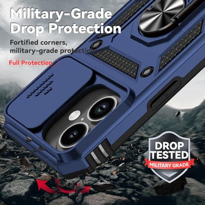 for iPhone 17 Case, with Slide Camera Cover HD Screen Protector [Military Grade 16ft. Drop Tested] Ring Holder Kickstand Protective Phone Case for Apple iPhone 17, Navy Blue - color: Navy Blue w/ Slide Camera 2nd gen. Military Grade