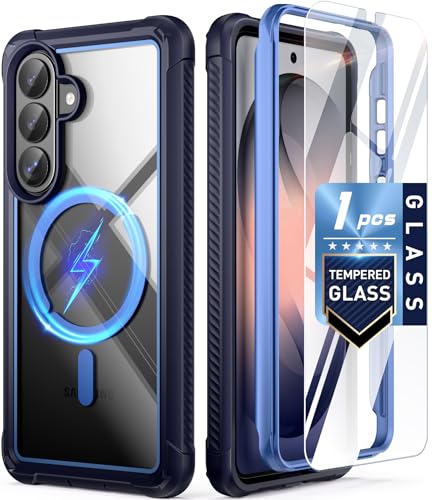 Poetic Guardian MagPro Case for Galaxy S26 6.3", MagSafe Compatible | 20FT Mil-Grade Drop Tested | 1 Tempered Glass Screen Protector, Full Body Shockproof Phone Clear Case for S26, Blue/Clear - color: Blue, size: Samsung Galaxy S26