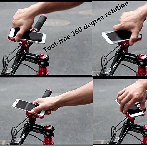 GUB Bicycle & Motorcycle Phone Mount - Aluminum Bike Phone Holder with 360°Rotation Adjustable Handlebar Phone Holder Compatible with iPhone Xs XR 8 Plus,Compatible with Samsung S9/S8 (PLUS6 Black) - color: black
