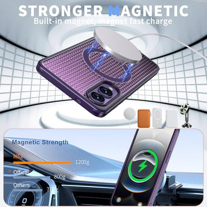 for Samsung Galaxy S25 Edge Case with Stand Compatible with MagSafe +1 Screen Protector, [Built in Kickstand &Magnet][Heat Dissipate] Protective Matte Case for Galaxy S25 Edge (Purple) - color: Purple