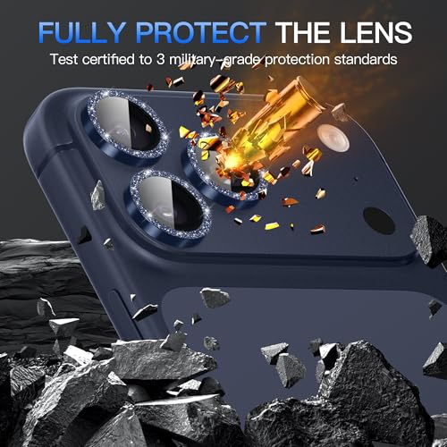 Suoman for iPhone 17 Pro/Pro Max Camera Lens Protector-Dark Blue - color: Glitter-Dark Blue