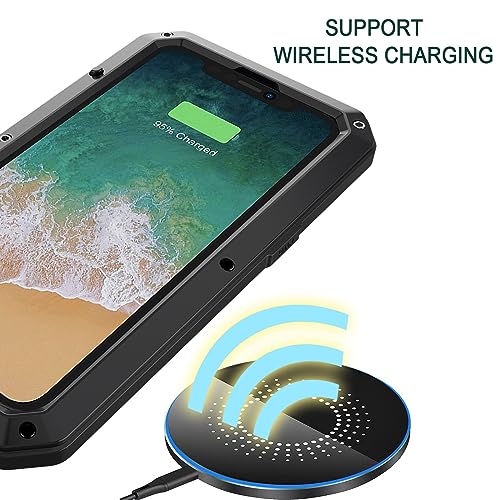 Compatiable with iPhone 15 Plus Case,360 Full Body Protective Cover Heavy Duty Shockproof Tough Armour Aluminum Alloy Metal Case with Silicone Built-in Screen Protector - Black