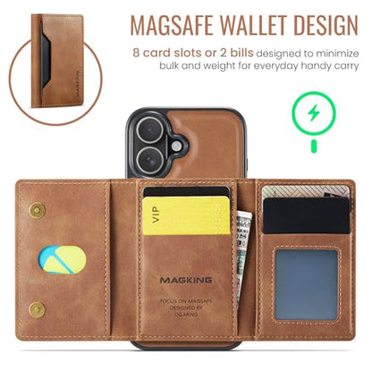 K2 2 in 1 Detachable Magnetic Phone Cases Compatible with iPhone 17 Case with Card Holder RFID Blocking, Compatible with Magsafe Wallet, Leather 6.3'' (Brown, iPhone 17) - color: Brown, size: iPhone 17