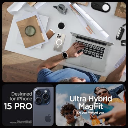 Spigen for iPhone 15 Pro Case, Ultra Hybrid MagFit [Anti-Yellowing] [Compatible with Magsafe] - Clear - color: Clear, size: iPhone 15 Pro