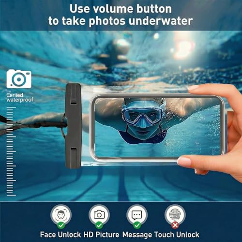 Waterproof Phone Pouch Compatible for iPhone 7in - Black and Blue | IPX8 Waterproof Case, Beach Travel Must Haves, Beach Essential, Dry Bag, 2 Pack, for iPhone 17/16/15/14/13/12 Pro Max - color: A1-Black and Blue
