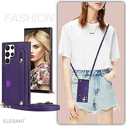 CCSmall Crossbody Case for Samsung Galaxy S23 Ultra w Card Holder KB Purple - color: Purple, size: Galaxy S23 Ultra